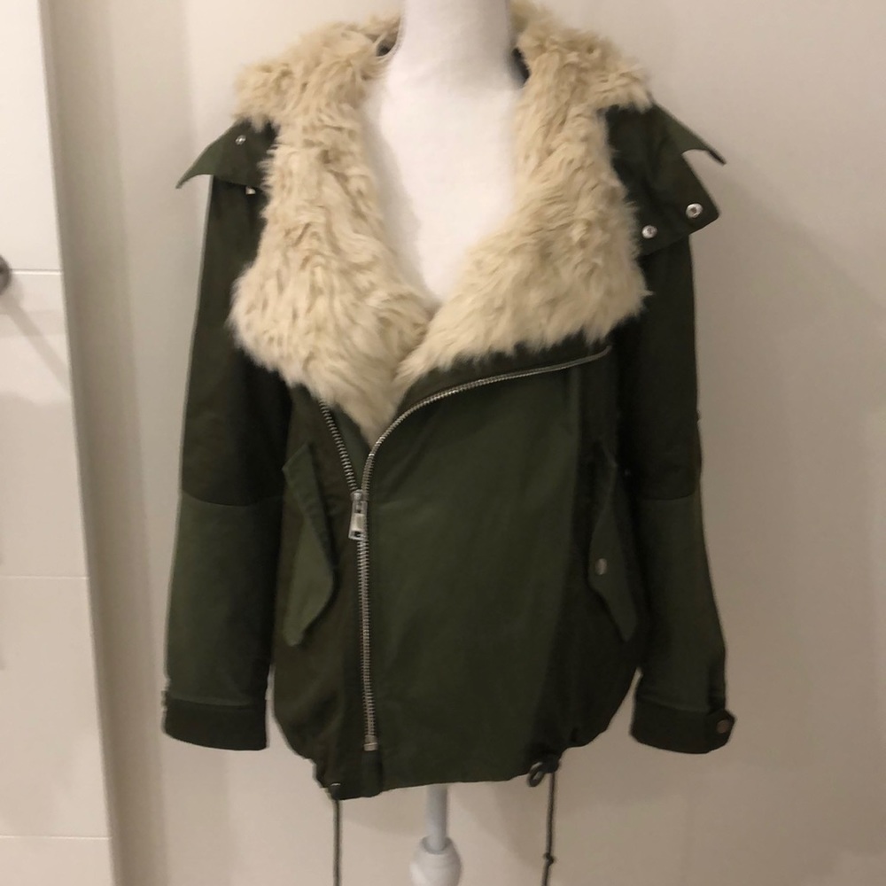 Zara winter coat with fur trim